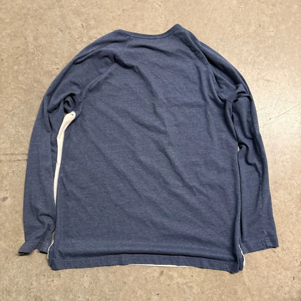 Levis Mens Long Sleeve Raglan Baseball Tee Shirt Blue Grey Logo Large 2434
